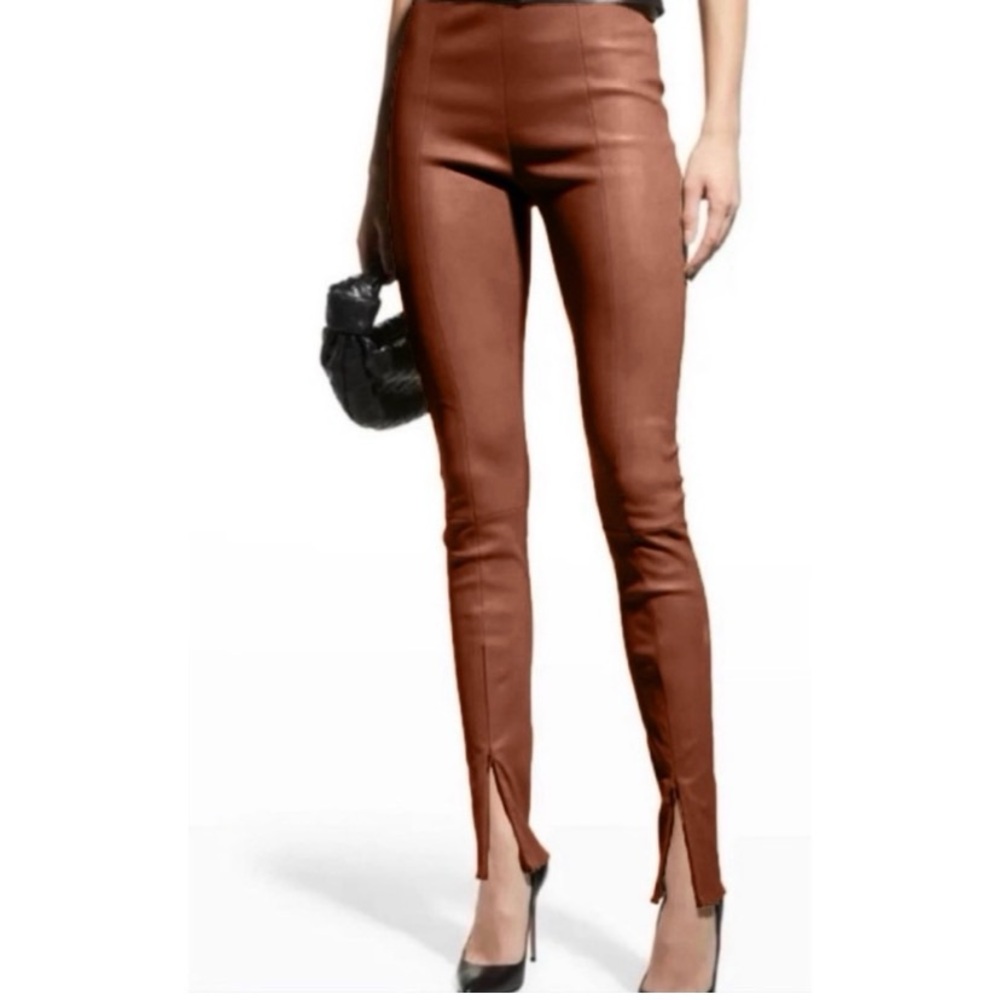 Jason Wu Faux Leather Straight-Leg Pants in Brown